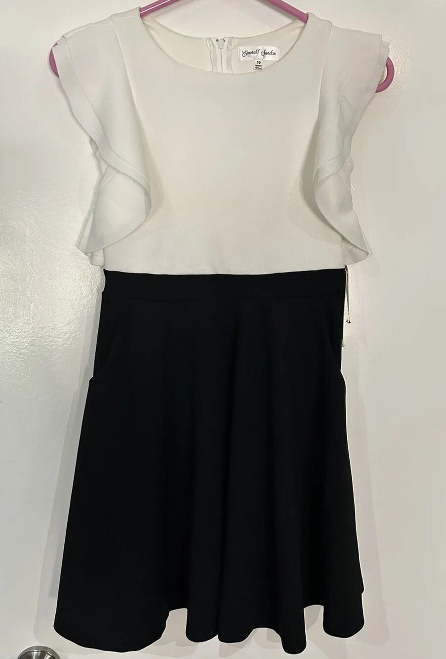 Emerald Sundae Girls Size 10 Ivory/Blk Dress NWT